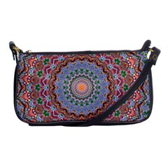 Abstract Painting Mandala Salmon Blue Green Shoulder Clutch Bags by EDDArt