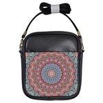 Abstract Painting Mandala Salmon Blue Green Girls Sling Bags Front