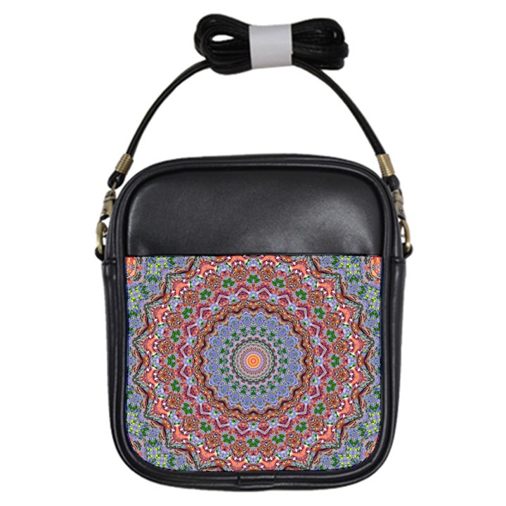 Abstract Painting Mandala Salmon Blue Green Girls Sling Bags