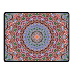 Abstract Painting Mandala Salmon Blue Green Fleece Blanket (small) by EDDArt