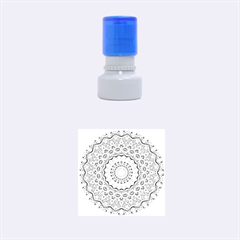 Abstract Painting Mandala Salmon Blue Green Rubber Round Stamps (small) by EDDArt