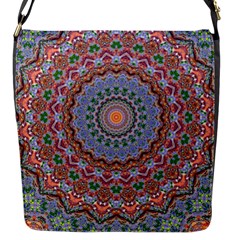 Abstract Painting Mandala Salmon Blue Green Flap Messenger Bag (s) by EDDArt