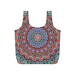 Abstract Painting Mandala Salmon Blue Green Full Print Recycle Bags (s)  by EDDArt