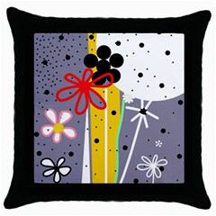 Flowers Throw Pillow Case (black) by Valentinaart