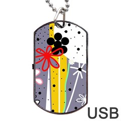 Flowers Dog Tag Usb Flash (one Side) by Valentinaart