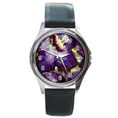 Purple Abstract Geometric Dream Round Metal Watch by DanaeStudio