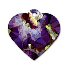 Purple Abstract Geometric Dream Dog Tag Heart (one Side) by DanaeStudio