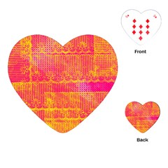 Yello And Magenta Lace Texture Playing Cards (heart) 