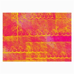 Yello And Magenta Lace Texture Large Glasses Cloth (2-side) by DanaeStudio