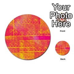 Yello And Magenta Lace Texture Multi-purpose Cards (round) 