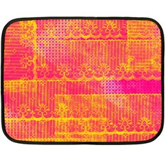 Yello And Magenta Lace Texture Fleece Blanket (mini) by DanaeStudio