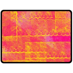 Yello And Magenta Lace Texture Fleece Blanket (large)  by DanaeStudio