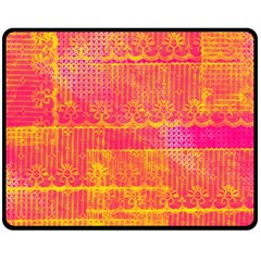 Yello And Magenta Lace Texture Fleece Blanket (medium)  by DanaeStudio