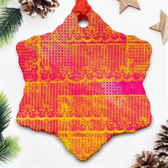 Yello And Magenta Lace Texture Ornament (snowflake) 