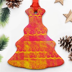 Yello And Magenta Lace Texture Ornament (christmas Tree)