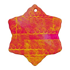 Yello And Magenta Lace Texture Snowflake Ornament (2-side)