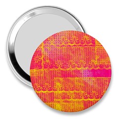 Yello And Magenta Lace Texture 3  Handbag Mirrors by DanaeStudio