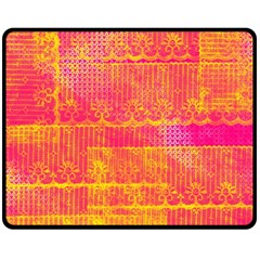 Yello And Magenta Lace Texture Double Sided Fleece Blanket (medium)  by DanaeStudio