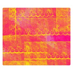 Yello And Magenta Lace Texture Double Sided Flano Blanket (small)  by DanaeStudio