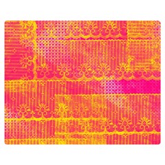 Yello And Magenta Lace Texture Double Sided Flano Blanket (medium)  by DanaeStudio