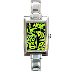 Green Neon Abstraction Rectangle Italian Charm Watch by Valentinaart