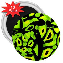 Green Neon Abstraction 3  Magnets (10 Pack)  by Valentinaart