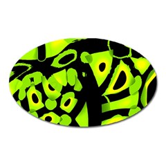 Green Neon Abstraction Oval Magnet by Valentinaart