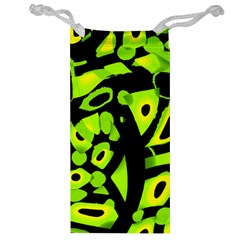 Green Neon Abstraction Jewelry Bags by Valentinaart