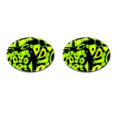 Green Neon Abstraction Cufflinks (oval) by Valentinaart