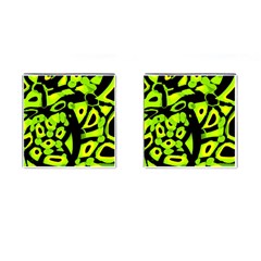 Green Neon Abstraction Cufflinks (square) by Valentinaart