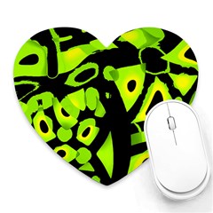 Green Neon Abstraction Heart Mousepads by Valentinaart