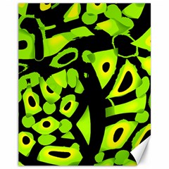 Green Neon Abstraction Canvas 11  X 14   by Valentinaart