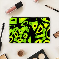 Green Neon Abstraction Cosmetic Bag (medium)  by Valentinaart