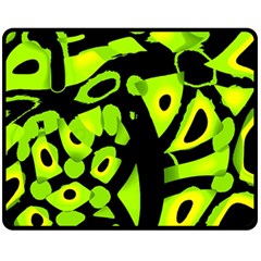 Green Neon Abstraction Fleece Blanket (medium)  by Valentinaart