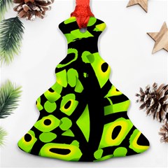 Green Neon Abstraction Christmas Tree Ornament (2 Sides) by Valentinaart