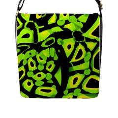 Green Neon Abstraction Flap Messenger Bag (l)  by Valentinaart