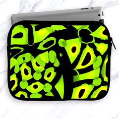 Green Neon Abstraction Apple Ipad 2/3/4 Zipper Cases by Valentinaart