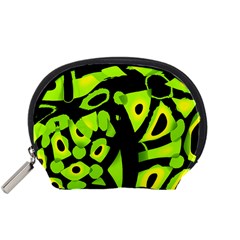 Green Neon Abstraction Accessory Pouches (small)  by Valentinaart