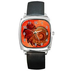 Nautilus Shell Abstract Fractal Square Metal Watch by designworld65