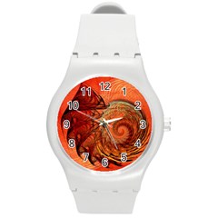 Nautilus Shell Abstract Fractal Round Plastic Sport Watch (m) by designworld65