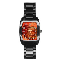 Nautilus Shell Abstract Fractal Stainless Steel Barrel Watch by designworld65