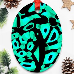 Cyan Design Oval Ornament (two Sides) by Valentinaart