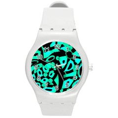 Cyan Design Round Plastic Sport Watch (m) by Valentinaart