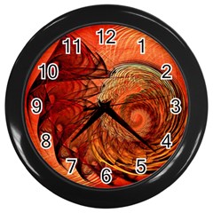 Nautilus Shell Abstract Fractal Wall Clocks (black) by designworld65