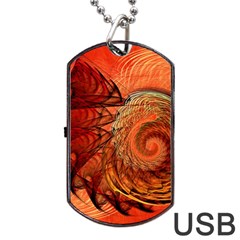 Nautilus Shell Abstract Fractal Dog Tag Usb Flash (two Sides)  by designworld65