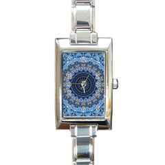 Feel Blue Mandala Rectangle Italian Charm Watch by designworld65