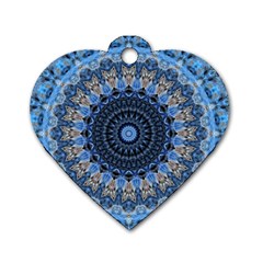 Feel Blue Mandala Dog Tag Heart (two Sides) by designworld65