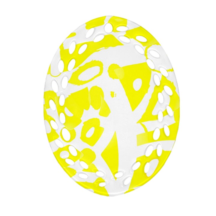 yellow sunny design Ornament (Oval Filigree) 