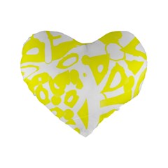 Yellow Sunny Design Standard 16  Premium Flano Heart Shape Cushions