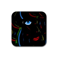 Black Magic Woman Rubber Coaster (square)  by Valentinaart